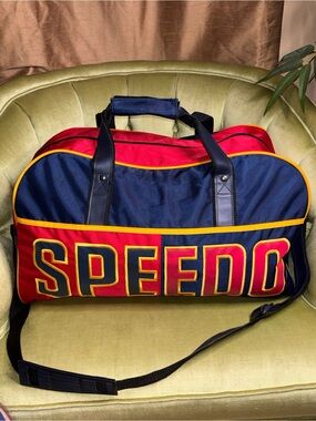 Vintage Speedo Duffle Bag, 1990s, Metal Feet, Colorful, Bold, Very Rare!